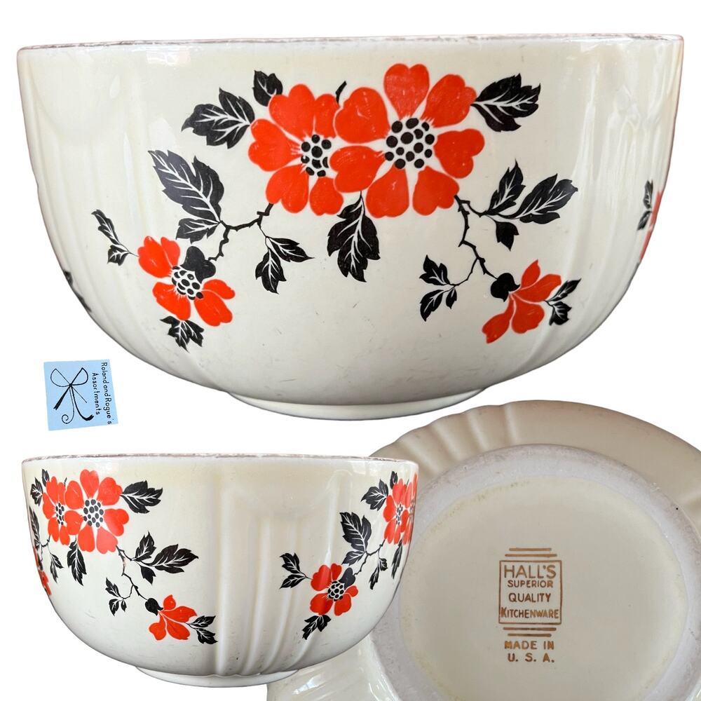 Hall's Superior Quality Kitchenware Red Poppy Mixing Bowl